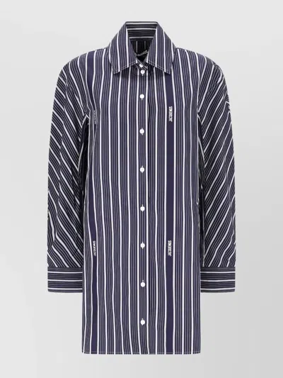 Jacquemus Striped Long Sleeve Shirt Dress In Blue