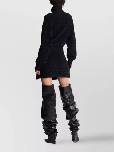 Balmain Textured Fabric Short Jacket With High Collar In Blue