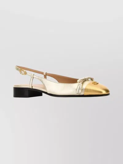 Valentino Garavani Valet Du Roi Vlogo Metallic Leather Slingback Ballerina Flats In Multi