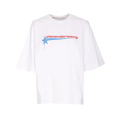 Alexander Wang Women Logo Boxy T-shirt With Rhinestone Star In White