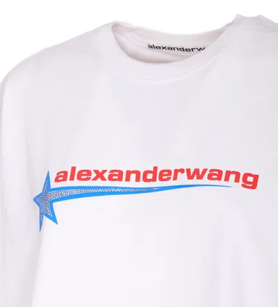 Alexander Wang Women Logo Boxy T-shirt With Rhinestone Star In White