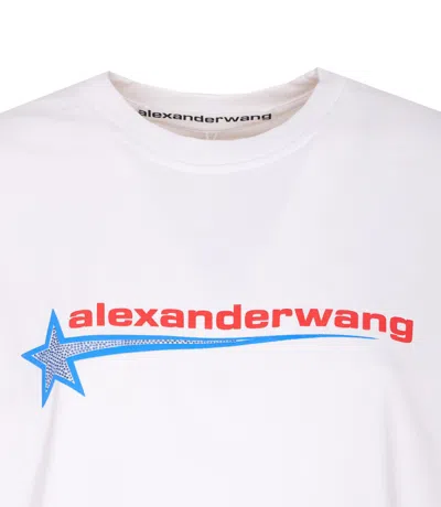 Alexander Wang Women Logo Boxy T-shirt With Rhinestone Star In White