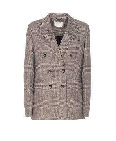 Circolo 1901 Check Pattern Jacket Notched Lapels Pockets In Brown
