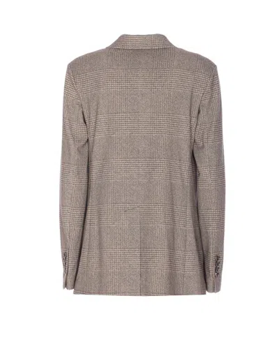 Circolo 1901 Check Pattern Jacket Notched Lapels Pockets In Brown