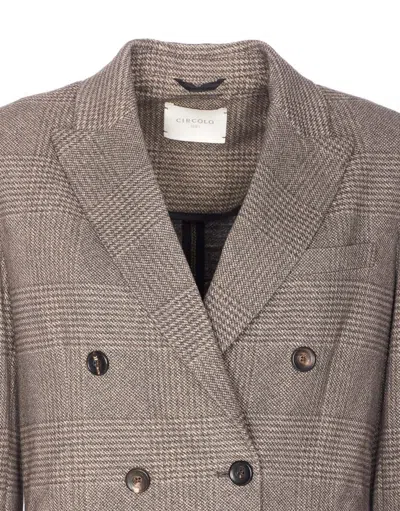Circolo 1901 Check Pattern Jacket Notched Lapels Pockets In Brown