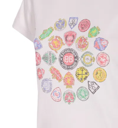Balenciaga Women Graphic Logo Crew Neck T-shirt In White