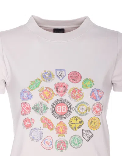 Balenciaga Women Graphic Logo Crew Neck T-shirt In White