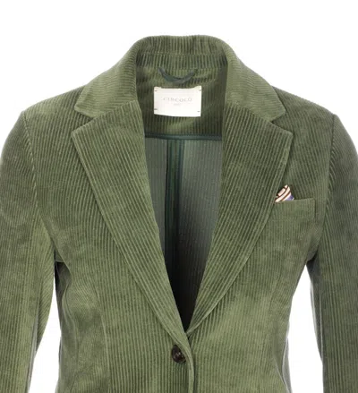 Circolo 1901 Long Sleeve Single Breasted Jacket With Pocket In Green