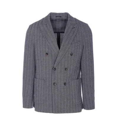 Circolo 1901 Double-breasted Chevron Jacket Pockets In Gray
