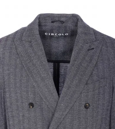 Circolo 1901 Double-breasted Chevron Jacket Pockets In Gray