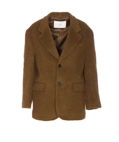 Dunst Brown Jacket With Frontal Buttons Closure In Green