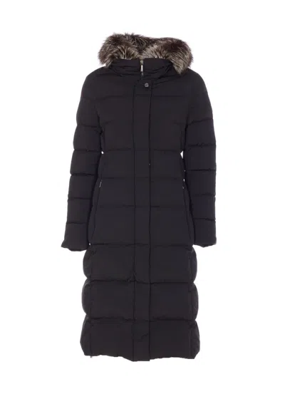 Moorer Padded Quilted Jacket Removable Hood In Black