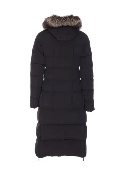Moorer Padded Quilted Jacket Removable Hood In Black