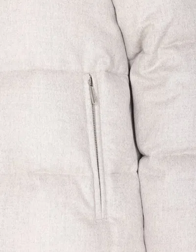 Moorer Hooded Quilted Jacket Zip Pockets In White