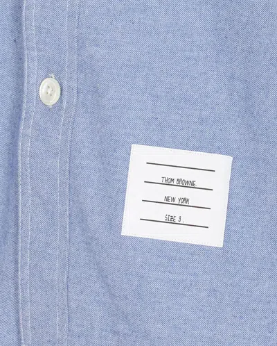 Thom Browne Flannel 4-bar Straight Fit Shirt Man Polo Shirt Multicolored Size L Cotton In Blue