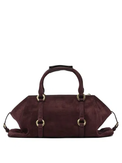 Alexander Mcqueen Farringdon Small Elongated Suede Shoulder Bag In Burgundy