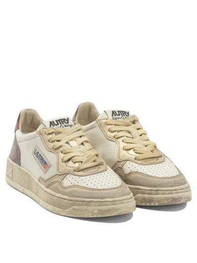 Autry White And Brown Metal Sneakers In Neutral