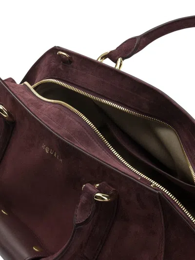 Alexander Mcqueen Farringdon Small Elongated Suede Shoulder Bag In Burgundy