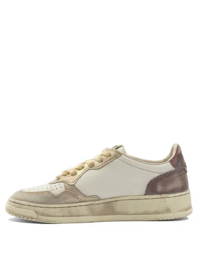 Autry White And Brown Metal Sneakers In Neutral