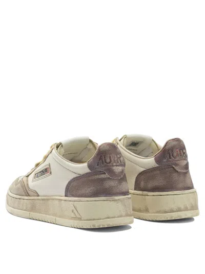 Autry White And Brown Metal Sneakers In Neutral