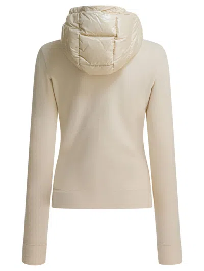 Moncler Fleece Sweatshirt With Zipper Sweatshirts Beige In Brown