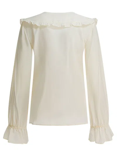 Chloé Long Sleeve Shirt With Ruffled Collar And Cuffs In Neutral