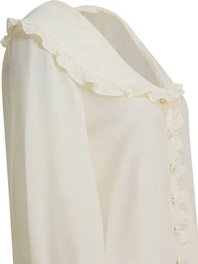Chloé Long Sleeve Shirt With Ruffled Collar And Cuffs In Neutral