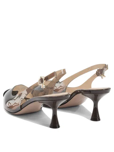 Gianvito Rossi Transparent Slingback Kitten Heel Pumps In Brown