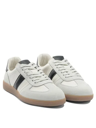 Tom Ford Suede-trimmed Leather Sneakers In White