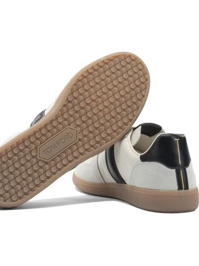 Tom Ford Suede-trimmed Leather Sneakers In White