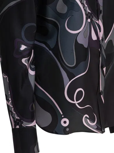 Pucci Orchid Print Shirt In Black