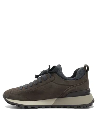 Brunello Cucinelli Women Suede Sneakers In Black