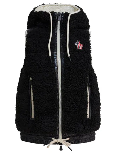 Moncler Padded Zip-up Fleece Gilet In Black