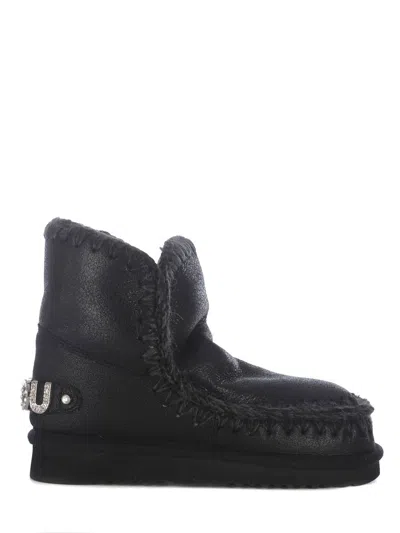 Mou Eskimo 18 Rhinestones Logo Shoes In Black