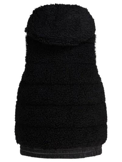 Moncler Padded Zip-up Fleece Gilet In Black