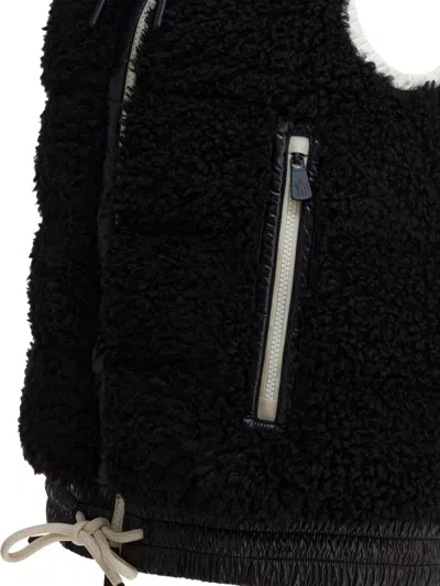 Moncler Padded Zip-up Fleece Gilet In Black