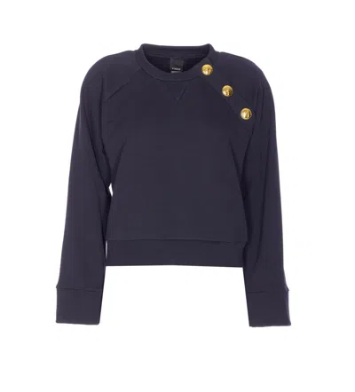 Pinko Crewneck Knitwear With Gold Logo Buttons In Multi