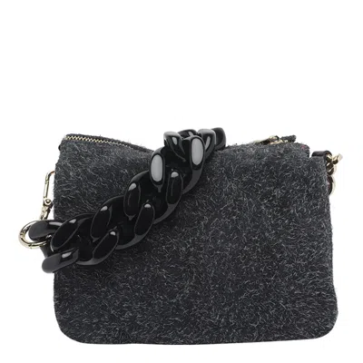 My Best Bag Firenze Textured Fabric Shoulder Bag With Chain Strap In Gray
