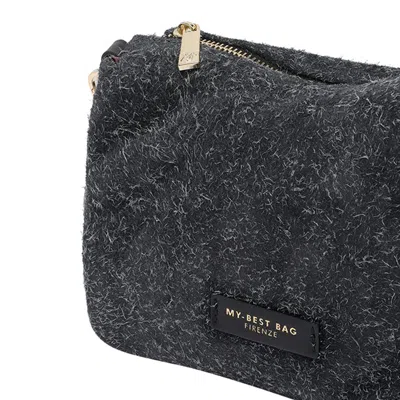 My Best Bag Firenze Textured Fabric Shoulder Bag With Chain Strap In Gray