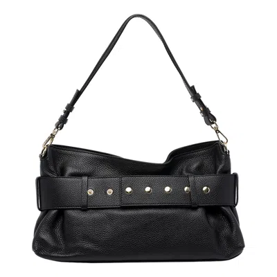 My Best Bag Firenze Logo Shoulder Bag Adjustable Strap In Black