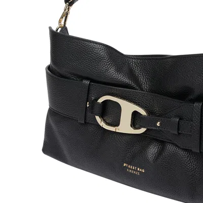 My Best Bag Firenze Logo Shoulder Bag Adjustable Strap In Black