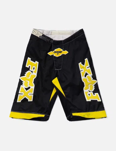 Basketcase Fox Upcycled Moto Shorts In Black