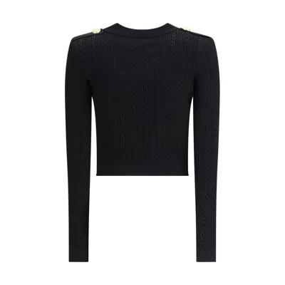 Balmain Black Twisted Knit Long-sleeved Cardigan Women