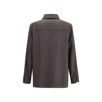 Brioni Herringbone Jacket In Brown