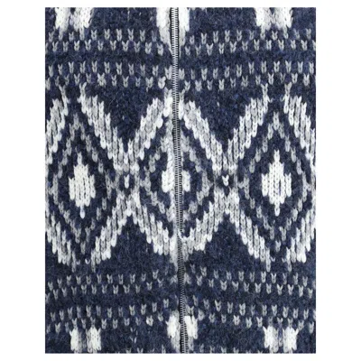 Brunello Cucinelli Men Alpaca Blend Cardigan With Embroideries In Blue