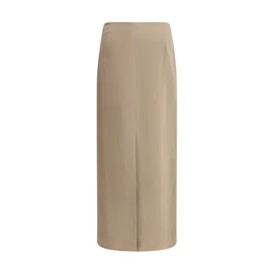 Brunello Cucinelli Women Satin Midi Skirt In Brown