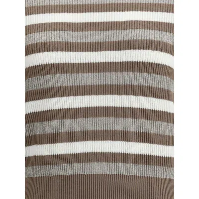 Brunello Cucinelli Women Sparkling Striped Sweater In Brown