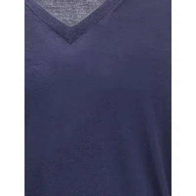 Brunello Cucinelli Men Ultrafine Virgin Wool Sweater In Blue