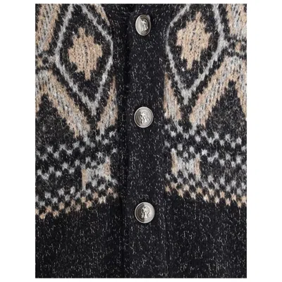 Brunello Cucinelli Wool Shawl Collar Cardigan In Black