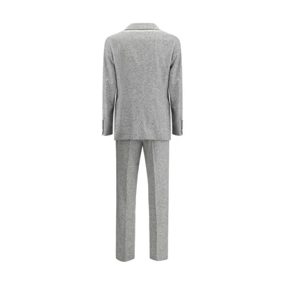Brunello Cucinelli Tailored Suit Set Double-breasted Jacket In Gray